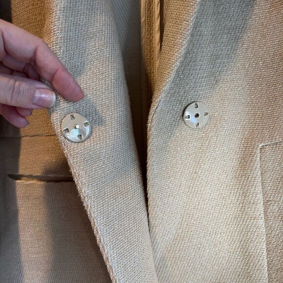Zara Textured Weave Oversized Tan Blazer - Picture 2 of 7